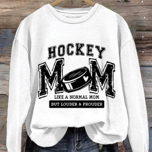 Women's Hockey Mom Print Round Neck Sweatshirt, Hoodies&Sweatshirts, Lilicloth.com