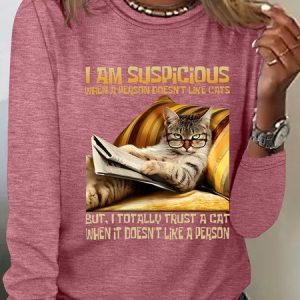 Women's Long Sleeve Blouse Spring/Fall Animal Crew Neck Daily Going Out Casual Top, JustFashionNow Shirts, color:Watermelon|size:3XL,