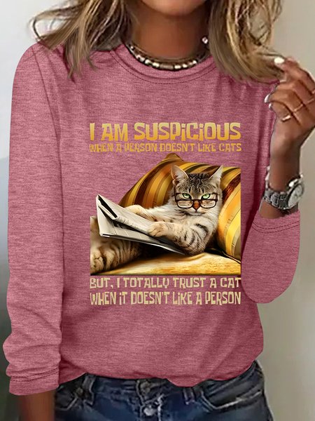 Women's Long Sleeve Blouse Spring/Fall Animal Crew Neck Daily Going Out Casual Top, JustFashionNow Shirts, color:Watermelon|size:3XL,