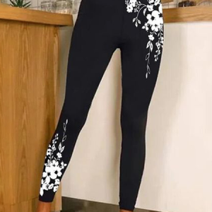 Jersey Floral Casual Leggings, Leggings, Lilicloth.com