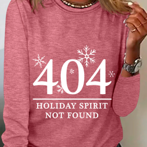 404 Holiday Spirit Not Found Casual Long Sleeve Shirt, Long sleeves, Lilicloth.com