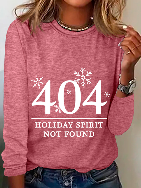 404 Holiday Spirit Not Found Casual Long Sleeve Shirt, Long sleeves, Lilicloth.com
