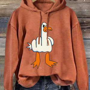 Funny Big White Goose Funny Cotton-Blend Animal Casual Hoodie, Hoodies&Sweatshirts, Lilicloth.com