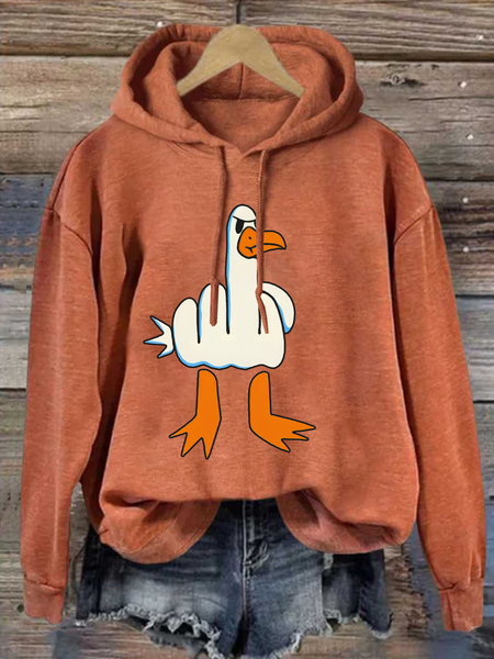 Funny Big White Goose Funny Cotton-Blend Animal Casual Hoodie, Hoodies&Sweatshirts, Lilicloth.com