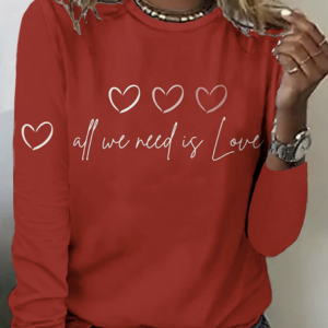 Love printed casual long sleeved T-shirt, Long sleeves, Lilicloth.com