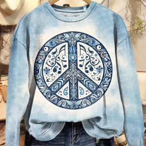 Women's Hippie Art Print Casual Sweatshirt, Hoodies&Sweatshirts, Lilicloth.com