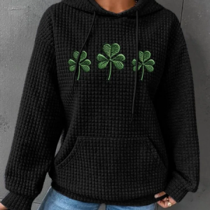 Women's Shamrock Spring/Fall Long Sleeve Casual Daily Hoodie, JustFashionNow Sweatshirts & Hoodies, color:Black|size:3XL,