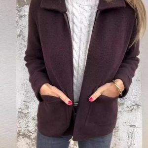 Women's Autumn Outerwear Casual Plain Long Sleeve Shawl Collar Jacket, JustFashionNow Jackets, color:Coffee|size:5XL,