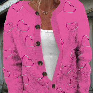 Women's Breast Cancer Pink Heart Cardigan Sweater Cardigan, Cardigans, Lilicloth.com