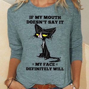 Womens In My Mouth Doesn‘t Say It Funny Long Sleeve Top, Long sleeves, Lilicloth.com