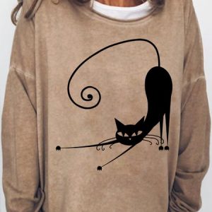 Womens Cute Cat Sweatshirt, Hoodies&Sweatshirts, Lilicloth.com