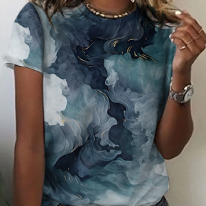 Geometric Abstract Pattern Color Contrast Cotton T-Shirt, T-shirts, Lilicloth.com
