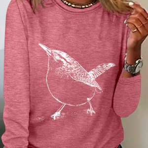 Carolina Wren - Thryothorus Ludovicianus Casual Long Sleeve Shirt, Long sleeves, Lilicloth.com