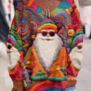 Santa Claus Casual Long Sleeve Shirt, Long sleeves, Lilicloth.com