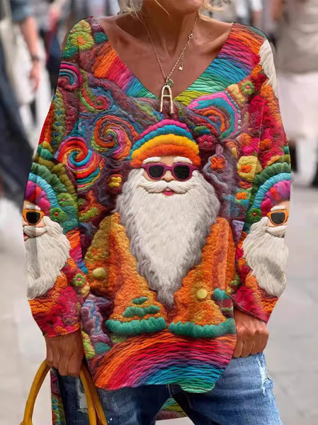 Santa Claus Casual Long Sleeve Shirt, Long sleeves, Lilicloth.com