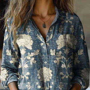 Vintage Floral Print Blouse, Blouses, Lilicloth.com
