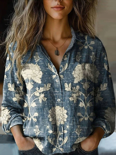 Vintage Floral Print Blouse, Blouses, Lilicloth.com