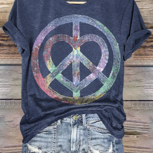 Vintage Geometric Crew Neck Short Sleeve T-shirt, T-shirts, color:Navyblue|size:4XL, catalog Noracora shop