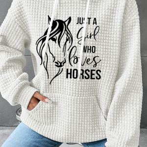 Women's Just A Girl Who Loves Horses Print Hoodie Casual Hoodie, Hoodies&Sweatshirts, Lilicloth.com