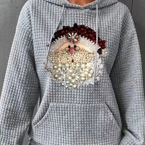 Christmas Santa Claus Jewel Art 3D Print Simple Loose Hoodie, Hoodies&Sweatshirts, Lilicloth.com