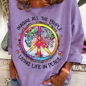 Hippie All The People Casual Sweatshirt, Hoodies&Sweatshirts, Lilicloth.com