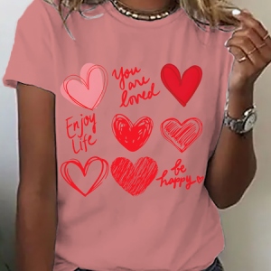 Womens Valentines Hearts Cotton T-Shirt, T-shirts, Lilicloth.com