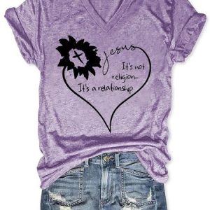Jesus It's Not Religion It's A Relationship Women's Short Sleeve T-Shirt, T-shirts, Lilicloth.com