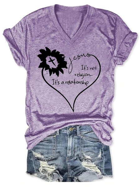 Jesus It's Not Religion It's A Relationship Women's Short Sleeve T-Shirt, T-shirts, Lilicloth.com