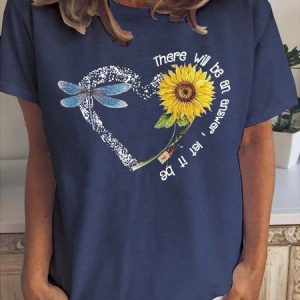 Sunflower Butterfly Women's Short sleeve tops, T-shirts, Lilicloth.com