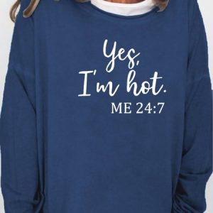 Womens Funny Gift Yes I’m Cold 24/7 Crew Neck Casual Sweatshirt, Hoodies&Sweatshirts, Lilicloth.com