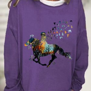 Just A Girl Who Loves Horses Casual Sweatshirt, Hoodies&Sweatshirts, Lilicloth.com
