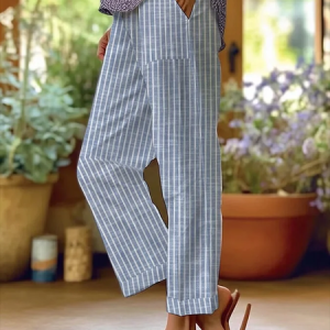 Casual Striped Ankle Pants Printing Pants, Pants, color:Blue|size:4XL, catalog Noracora shop