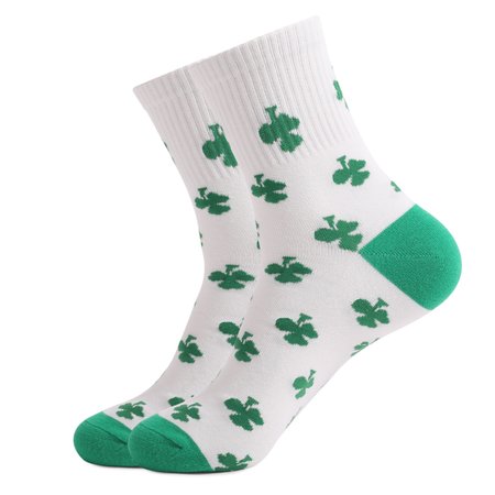 St. Patrick's Day striped mid tube cotton socks, JustFashionNow Socks, color:White|size:One-size,
