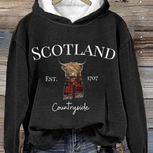 Scottish Highland Cattle Retro Hoodie, Hoodies&Sweatshirts, Lilicloth.com