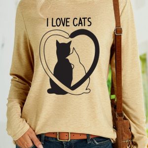 Lilicloth X Jessanjony I Love Cats Women's Long Sleeve T-Shirt, Long sleeves, Lilicloth.com