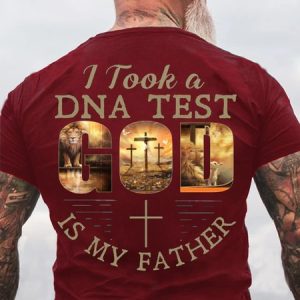Men's Christian DNA Test God is My Father Crew Neck Casual Cotton T-Shirt, T-shirts, Lilicloth.com