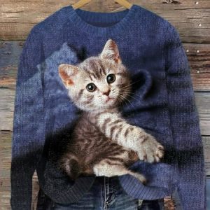 Loose Simple Maple Leaf Sweater, Sweaters, Lilicloth.com
