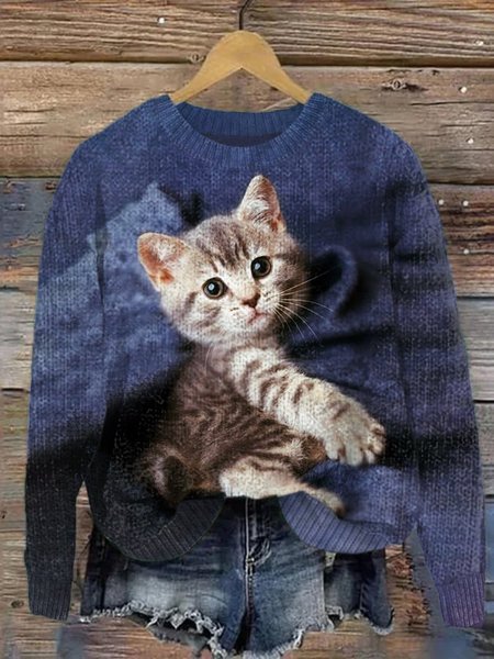 Loose Simple Maple Leaf Sweater, Sweaters, Lilicloth.com