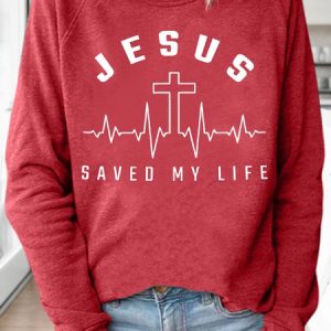 Jesus Saved My Life Cross Women's Sweatshirt, Hoodies&Sweatshirts, Lilicloth.com