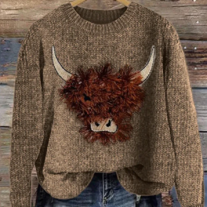 Imogen – flauschiger pullover mit kuhstickerei Sweater, Sweaters, Lilicloth.com