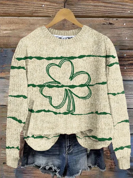 Women's St. Patrick's Day Shamrock Print Sweatshirt, Hoodies&Sweatshirts, Lilicloth.com - Image 3