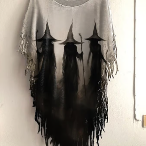 Women's Halloween Witch Print Round Neck Top, T-shirts, Lilicloth.com