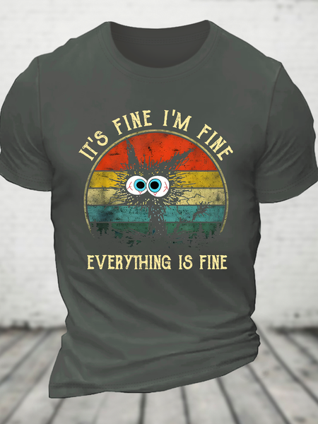 It ‘S Fine I Am Fine Everything Is Fine Funny Black Cat Cotton T-Shirt, T-shirts, Lilicloth.com
