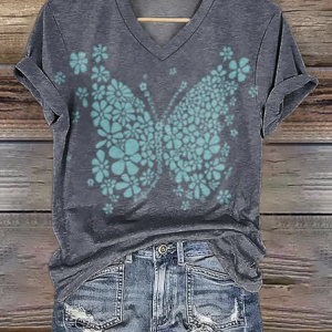 Casual Animal V Neck Short Sleeve T-shirt, T-shirts, color:Navyblue|size:4XL, catalog Noracora shop