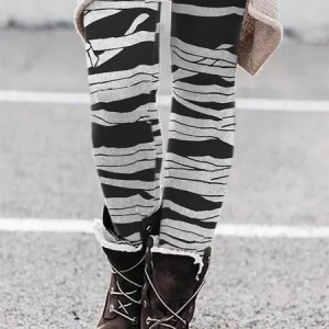 Women's Color Block Casual All Season Long Leggings, JustFashionNow Leggings, color:Black-white|size:XXL,