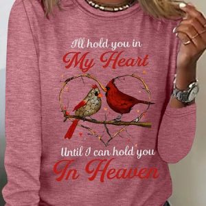 I'll Hold You In My Heart Until I Can Hold You In Heaven Cardinal Bird Casual Long Sleeve Shirt, Long sleeves, Lilicloth.com