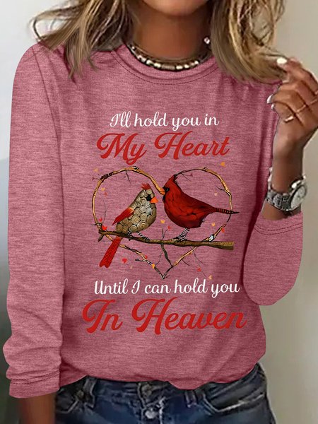 I'll Hold You In My Heart Until I Can Hold You In Heaven Cardinal Bird Casual Long Sleeve Shirt, Long sleeves, Lilicloth.com