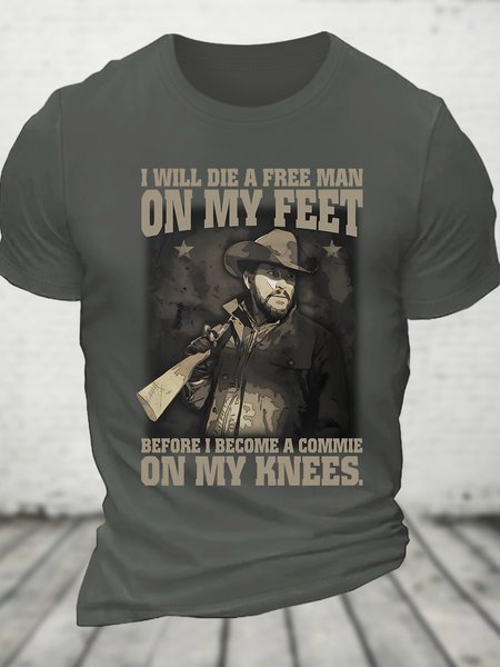 I Will Die A Free Man On My Feet Team Pager Before I Become A Commie On My Knees Cotton T-shirt, T-shirts, Lilicloth.com