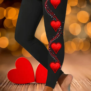 Women's Casual Heart/Cordate Jersey All Season Printing Long Leggings, JustFashionNow Leggings, color:Red|size:XXL,