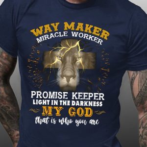Men's Way Maker My God Text Letters Cotton T-Shirt, T-shirts, Lilicloth.com
